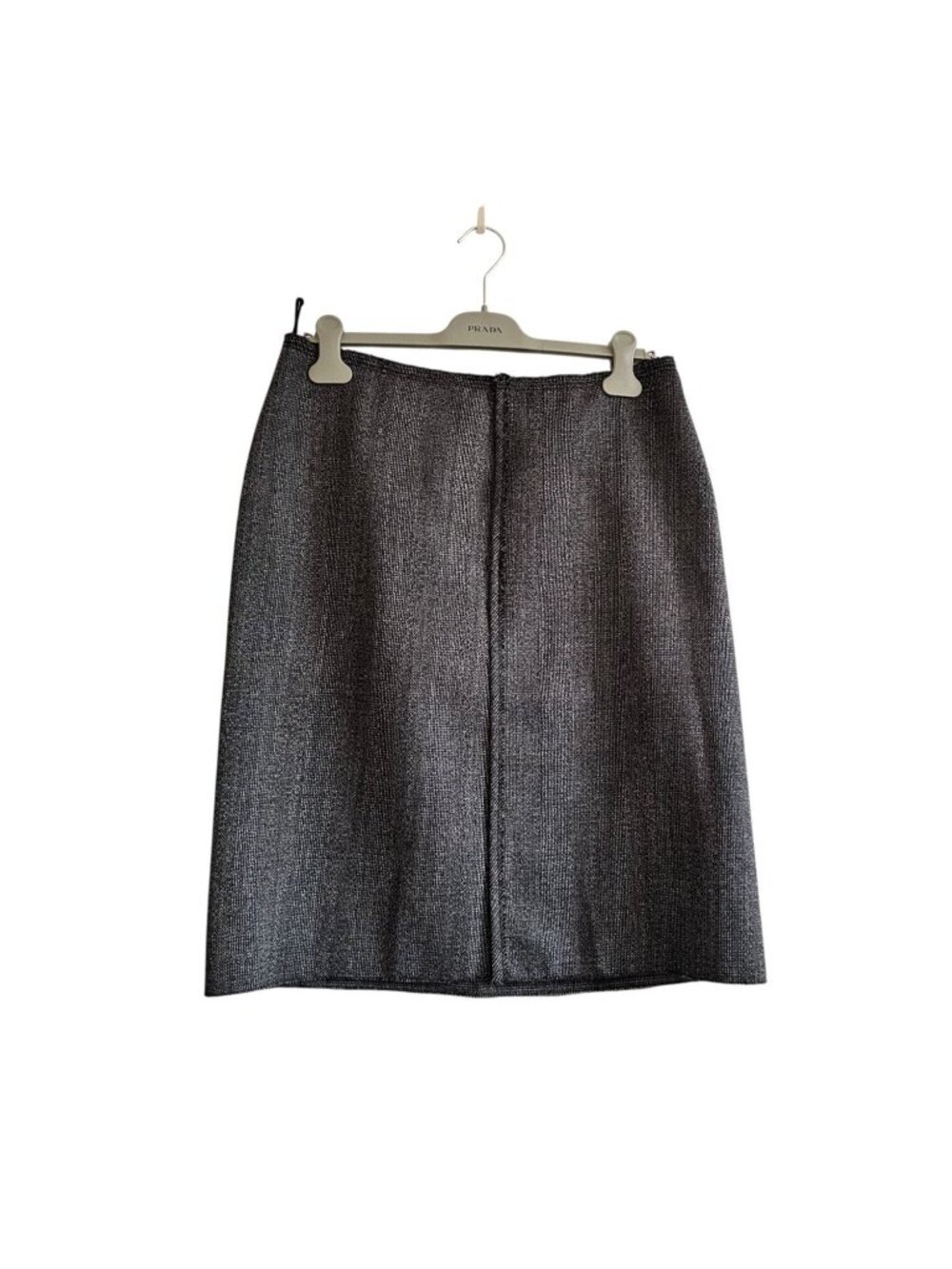 Prada FW2003 Virgin Wool Faux Wrap Skirt IT46 Gray Made in Italy Archive